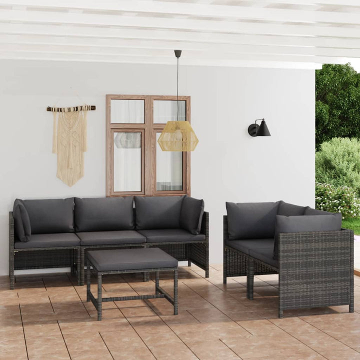 Loungegrupp För Trädgården Med Dynor 7 Delar Konstrotting