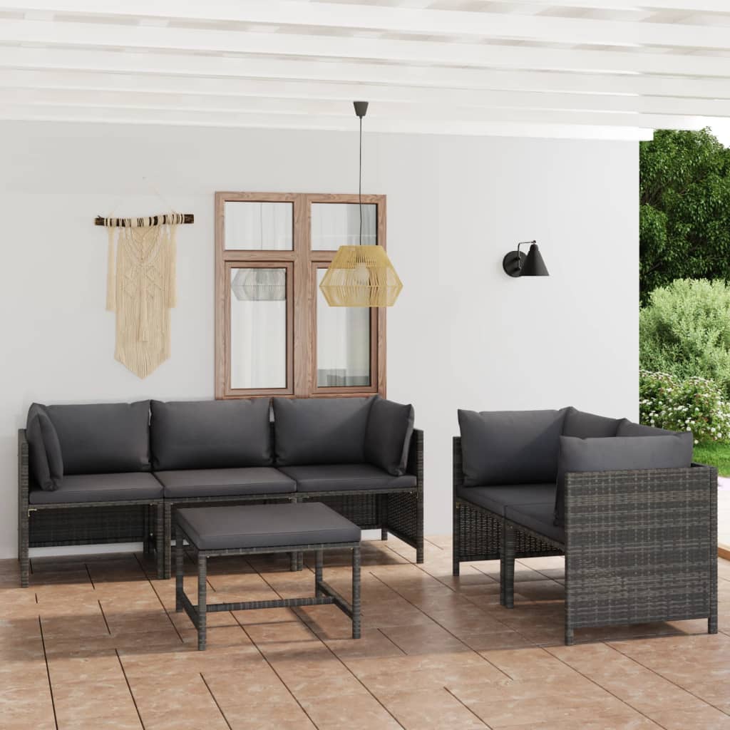 Loungegrupp För Trädgården Med Dynor 7 Delar Konstrotting