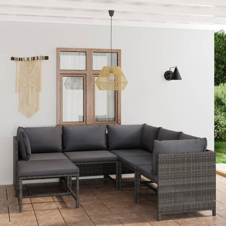 Loungegrupp För Trädgården Med Dynor 7 Delar Konstrotting