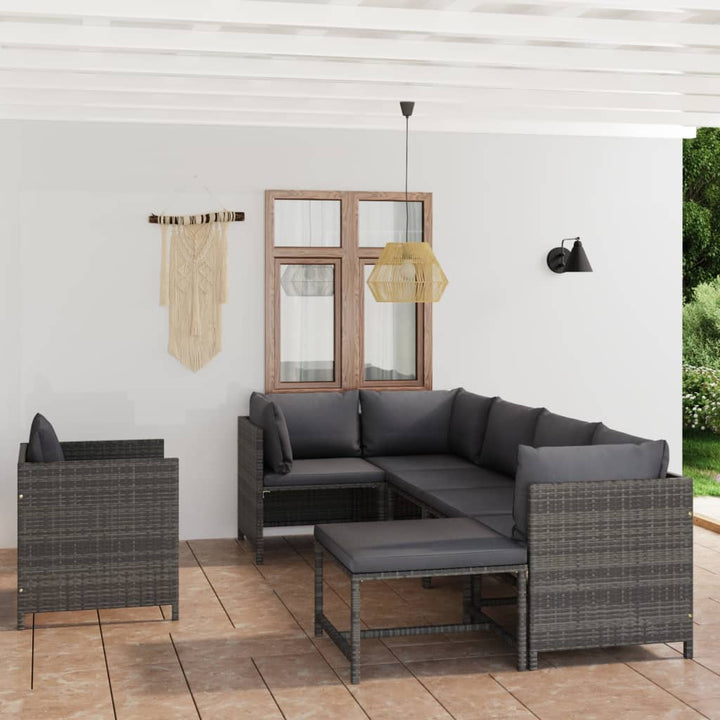 Loungegrupp För Trädgården Med Dynor 7 Delar Konstrotting
