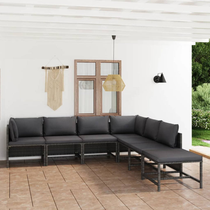 Loungegrupp För Trädgården Med Dynor 7 Delar Konstrotting