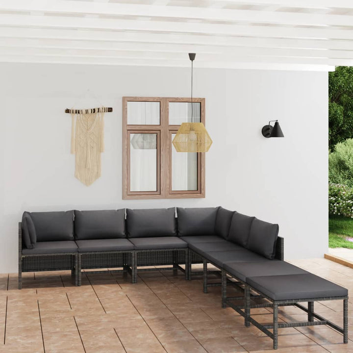 Loungegrupp För Trädgården Med Dynor 10 Delar Konstrotting