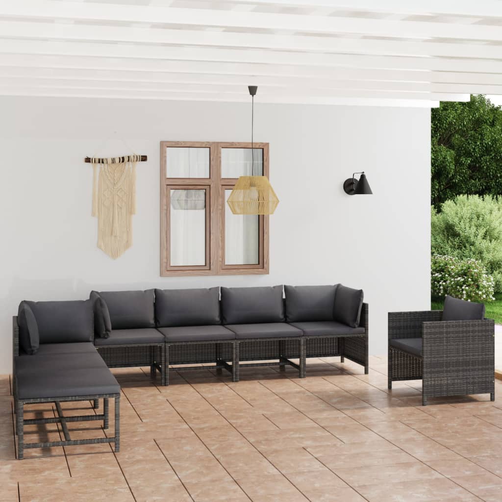 Loungegrupp För Trädgården Med Dynor 10 Delar Konstrotting