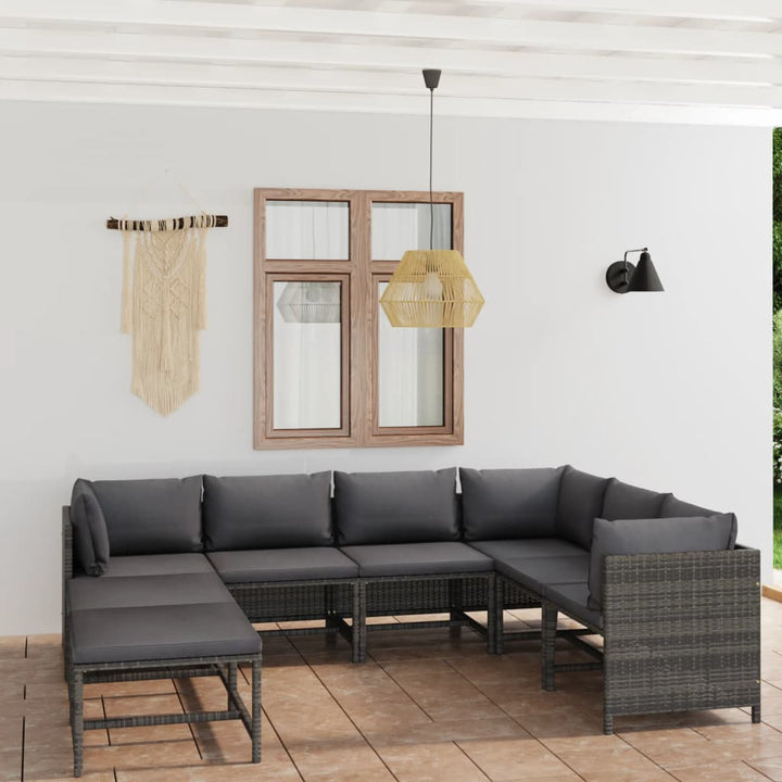 Loungegrupp För Trädgården Med Dynor 10 Delar Konstrotting