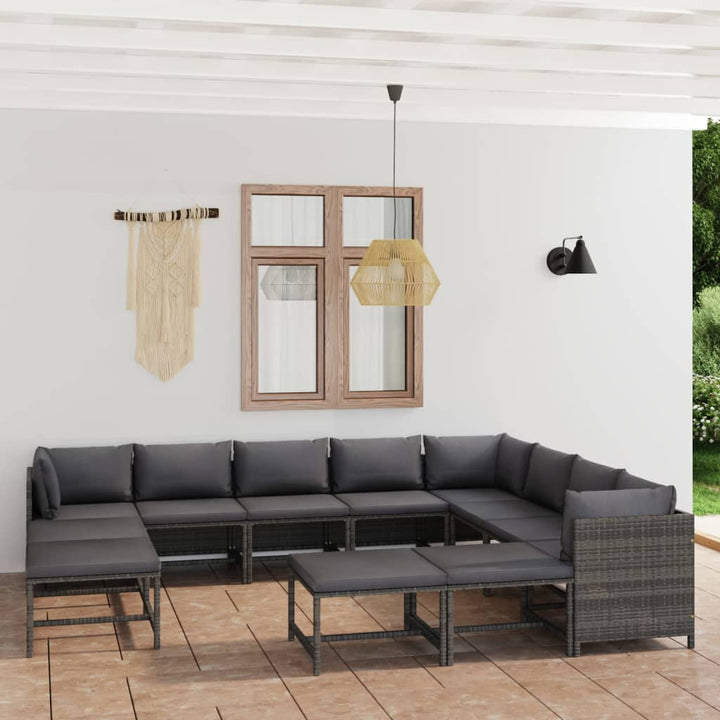 Loungegrupp För Trädgården Med Dynor 10 Delar Konstrotting