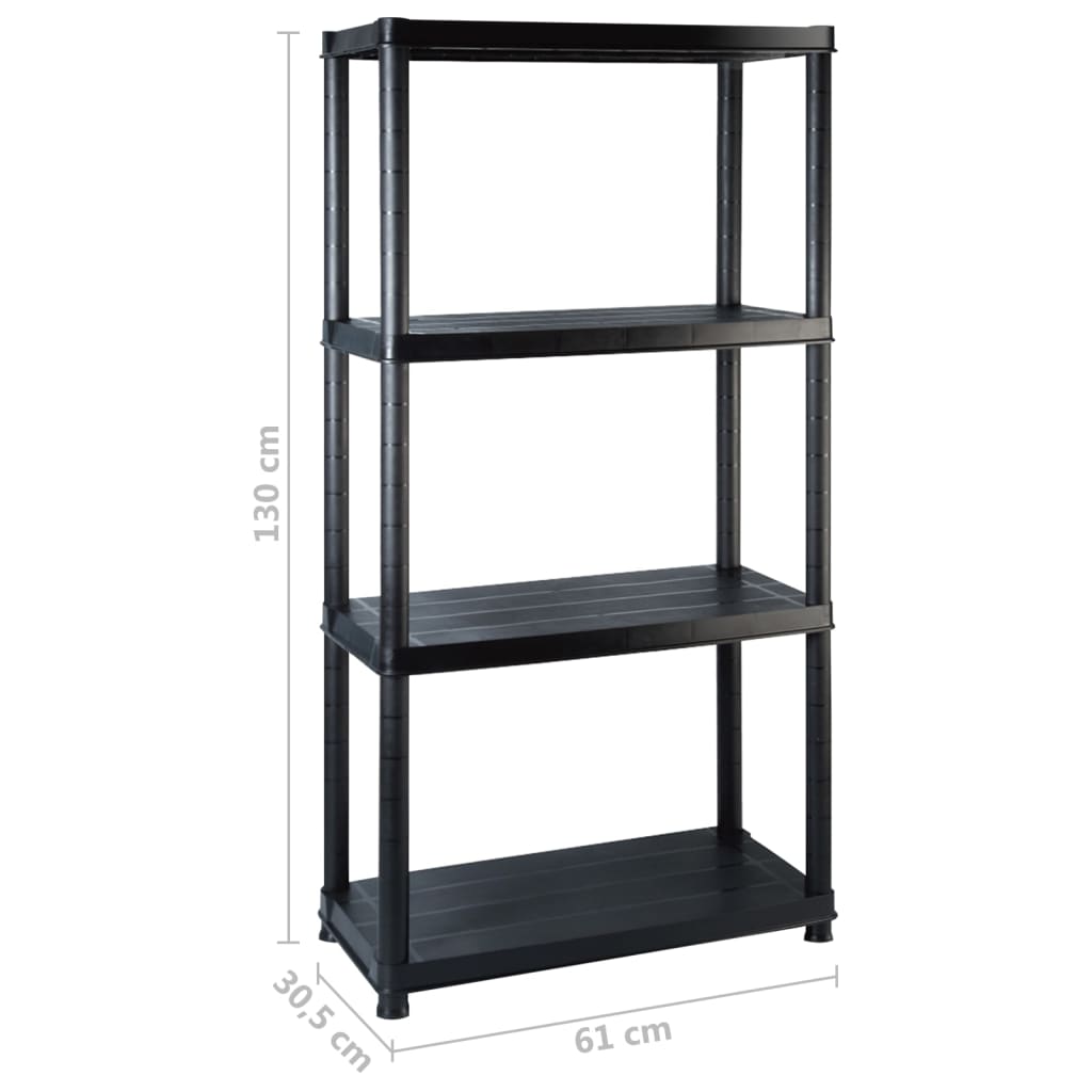 Förvaringshylla 4 Hyllor Svart 122X30,5X130 Cm Plast