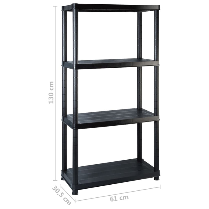 Förvaringshylla 4 Hyllor Svart 122X30,5X130 Cm Plast