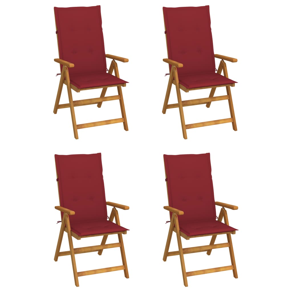 Fällbara Fåtöljer 4 St Med Dynor I Massivt Akaciaträ