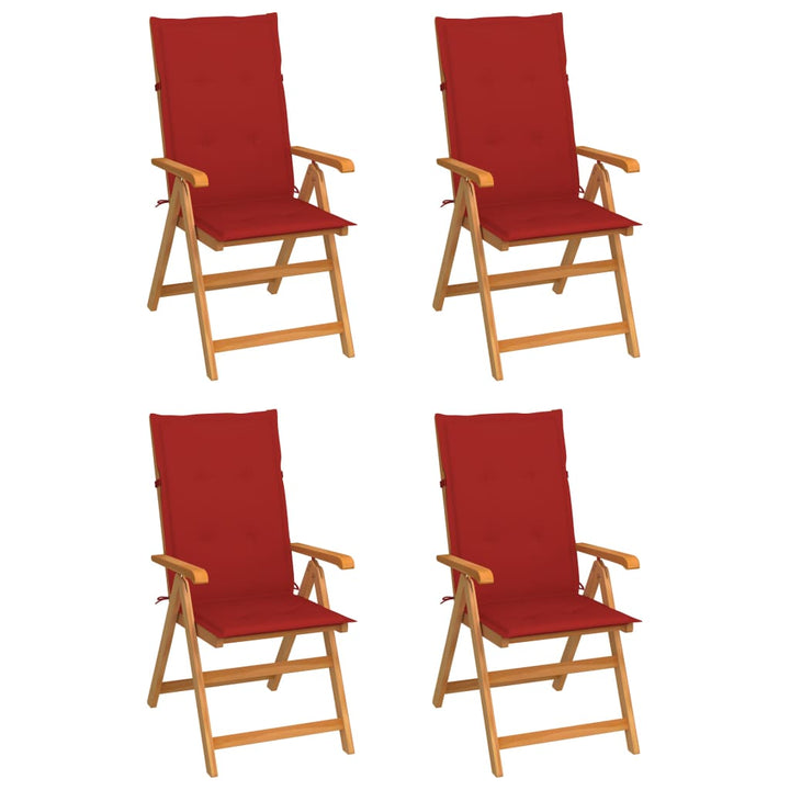 Hopfällbara Stolar 2 St Rödrutiga Dynor Massiv Teak