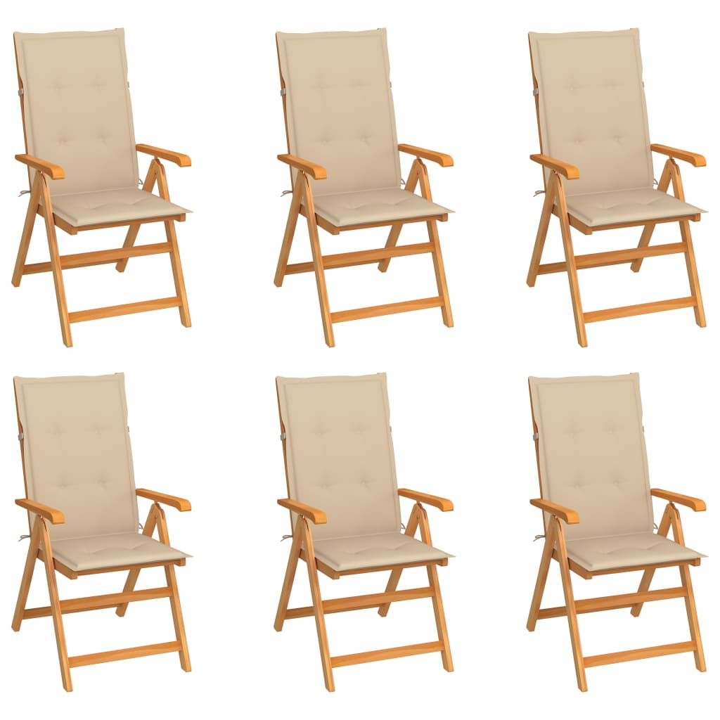 Justerbara Trädgårdsstolar Med Dynor 8 St Massiv Teak