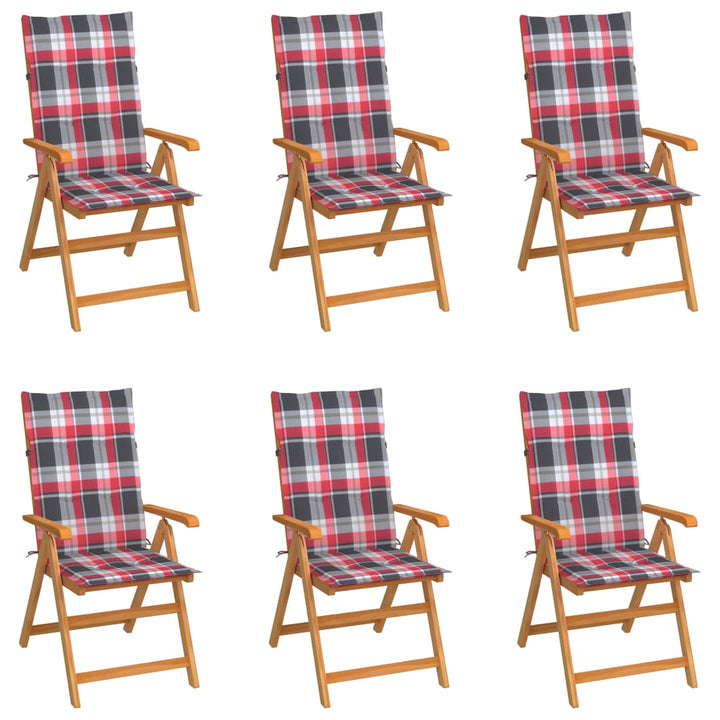 Hopfällbara Stolar 2 St Rödrutiga Dynor Massiv Teak