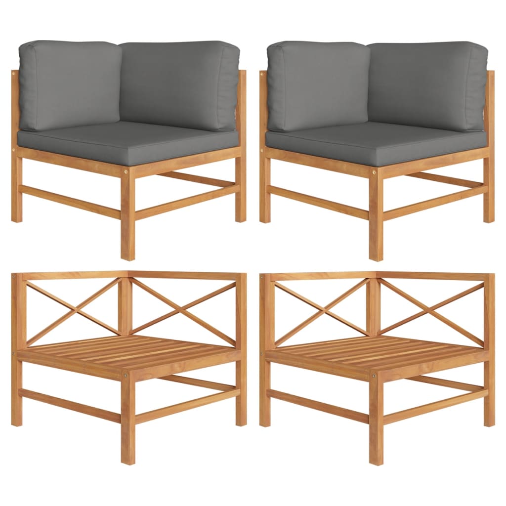 Loungegrupp För Trädgården Med A Dynor 3 Delar Teak