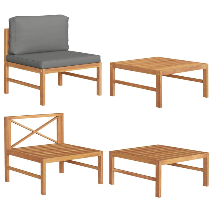 Loungegrupp För Trädgården Med A Dynor 3 Delar Teak