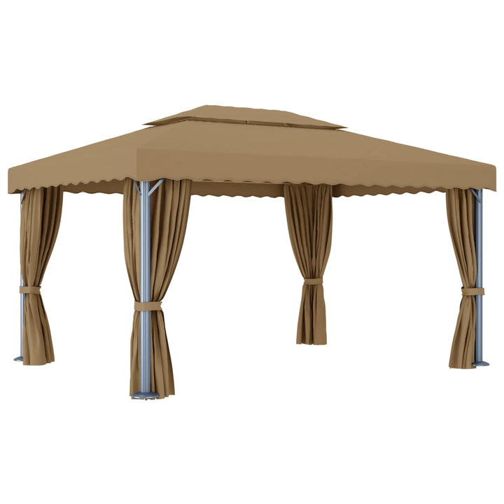 Paviljong Med Draperi 4X3 M Taupe Aluminium