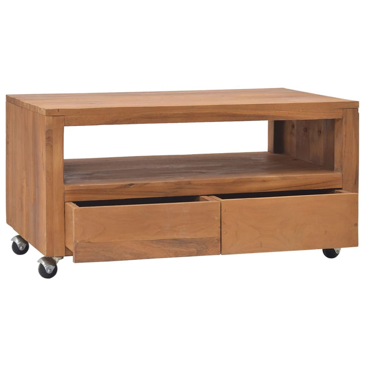 Tv-Bänk Med Hjul Massiv Teak