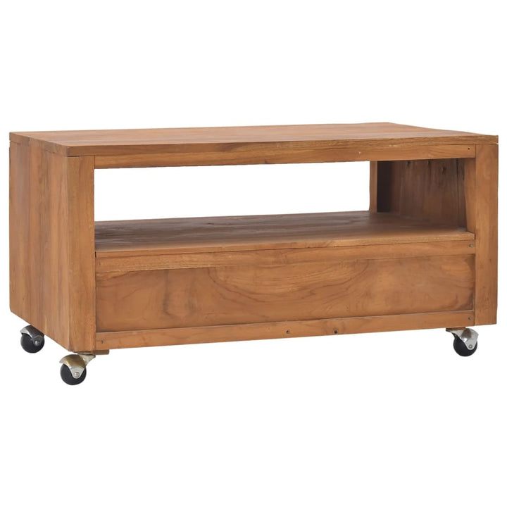 Tv-Bänk Med Hjul Massiv Teak