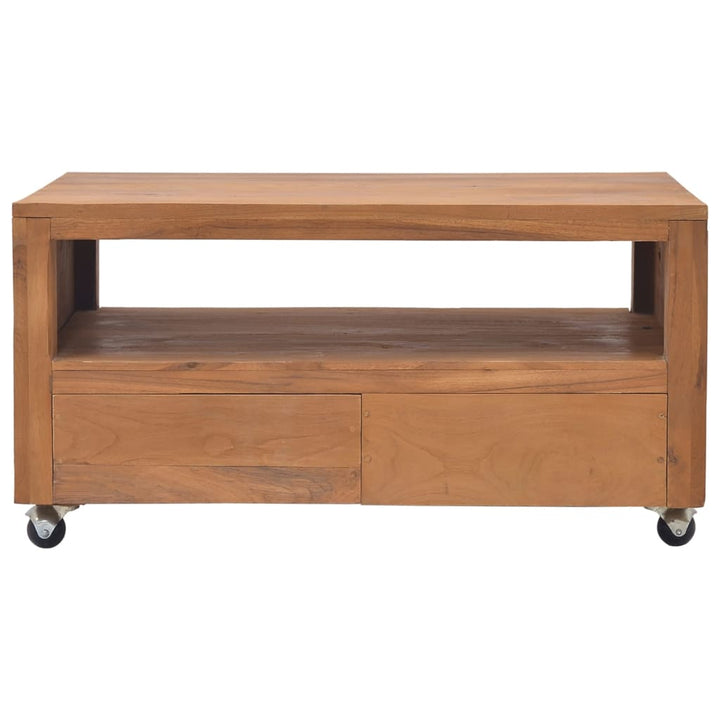 Tv-Bänk Med Hjul Massiv Teak