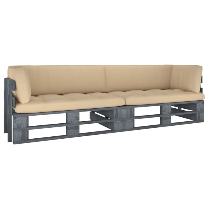 Pallsoffa 2-Sits Med Dynor Impregnerad Furu
