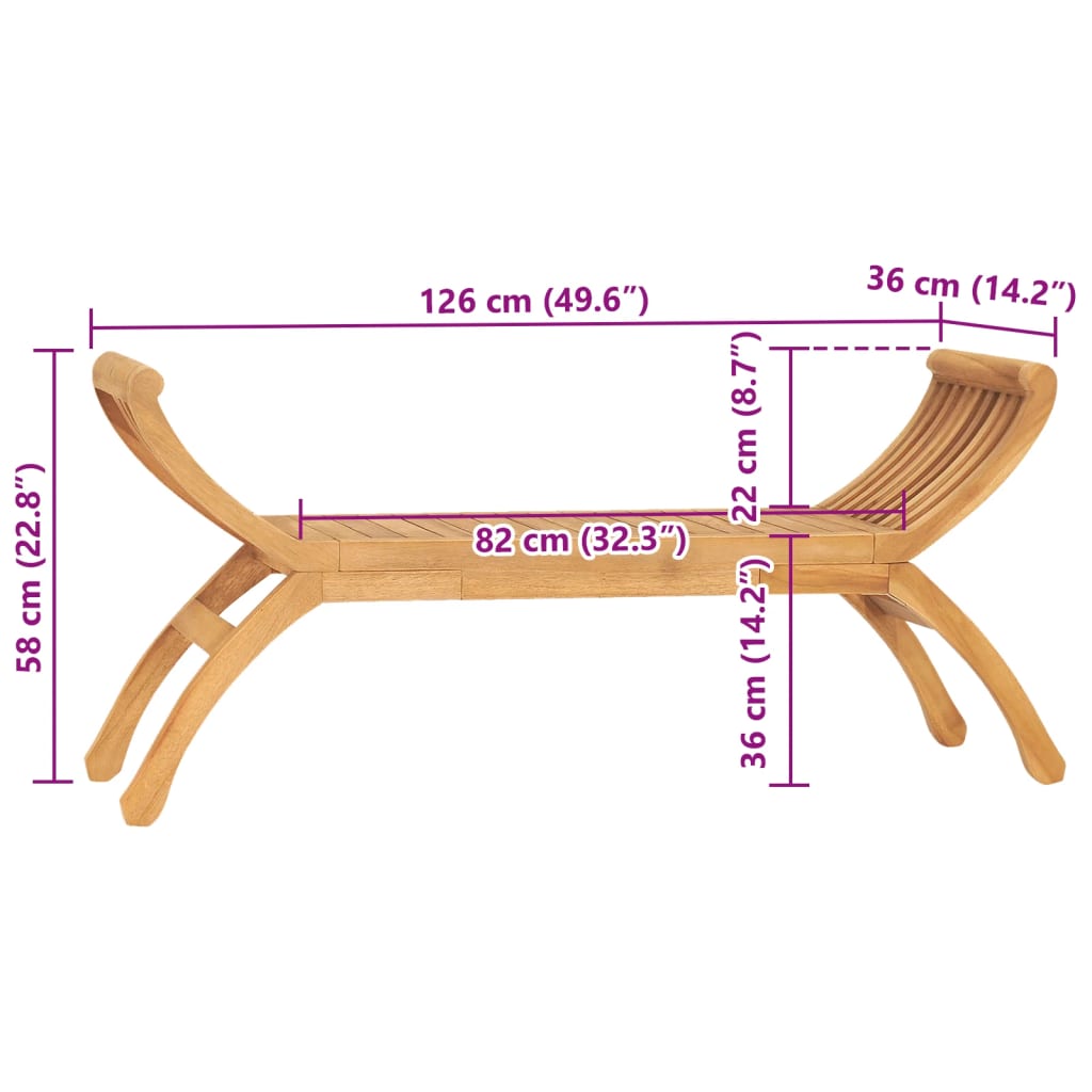 Trädgårdsbänk 126 Cm Massiv Teak