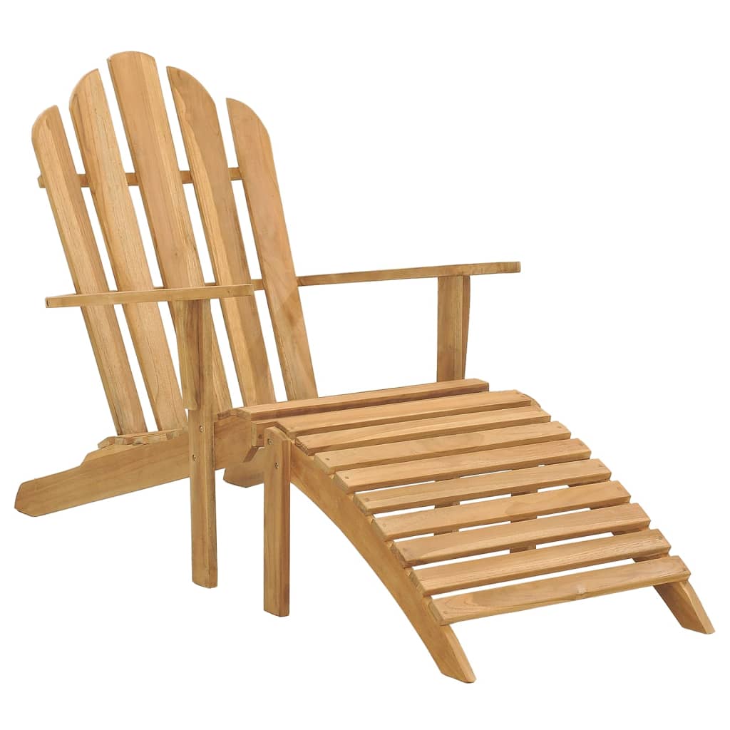 Däckstol Med Fotpall Massiv Teak