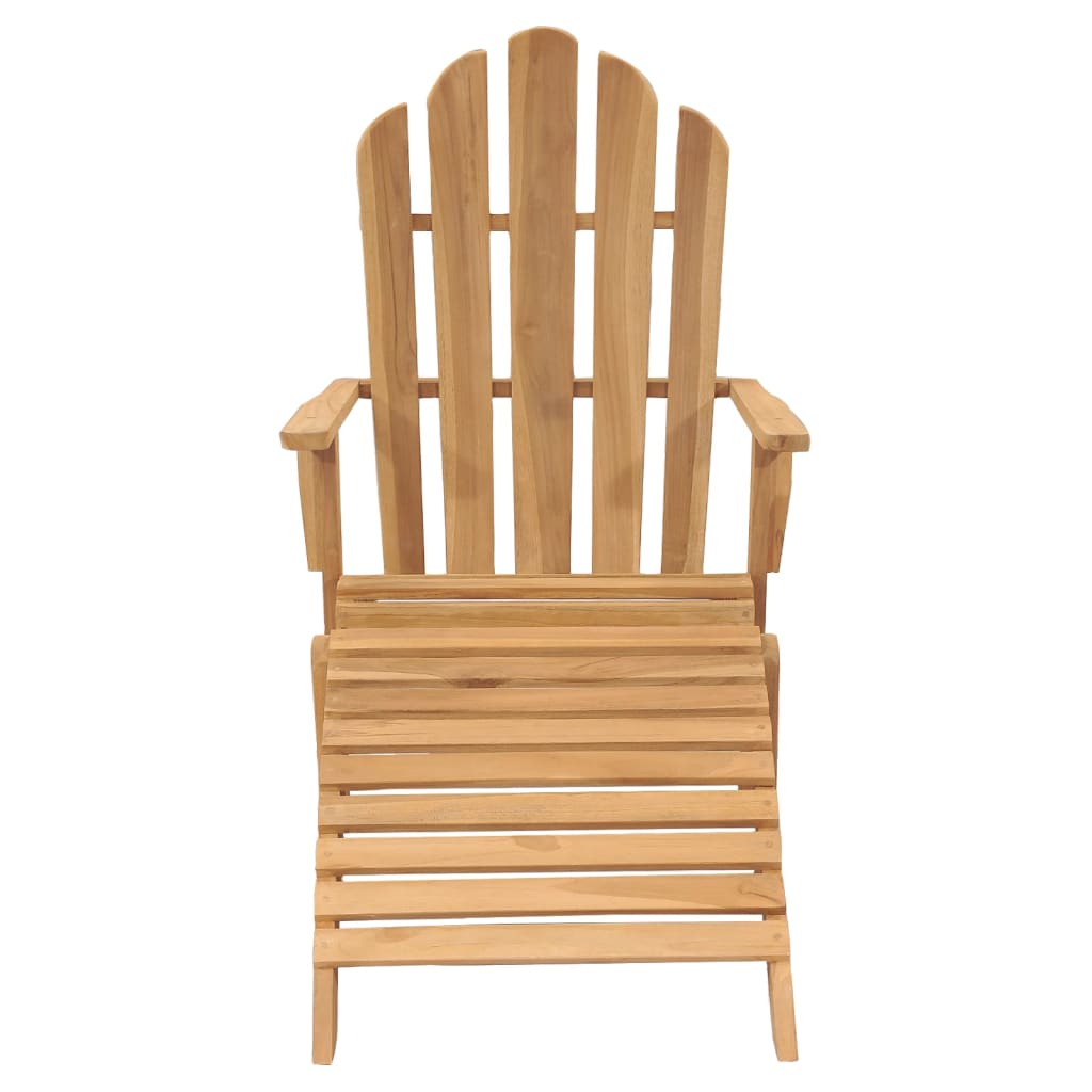Däckstol Med Fotpall Massiv Teak