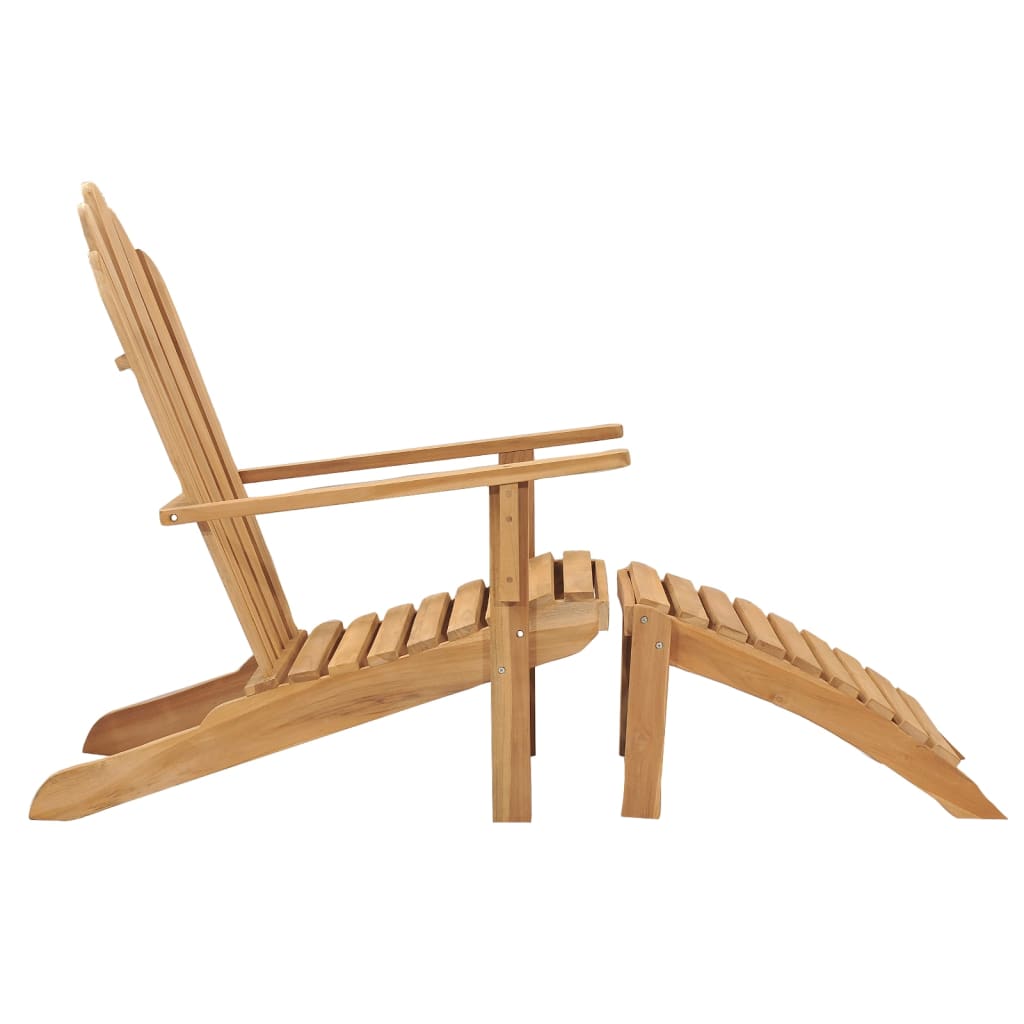 Däckstol Med Fotpall Massiv Teak