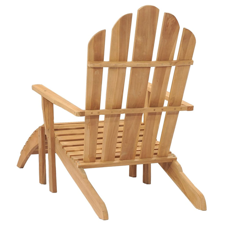 Däckstol Med Fotpall Massiv Teak