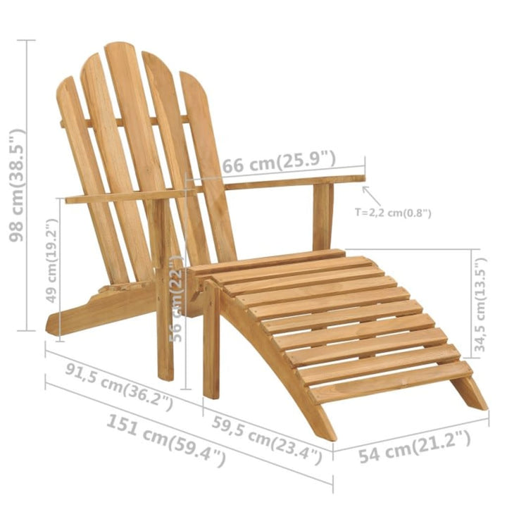 Däckstol Med Fotpall Massiv Teak