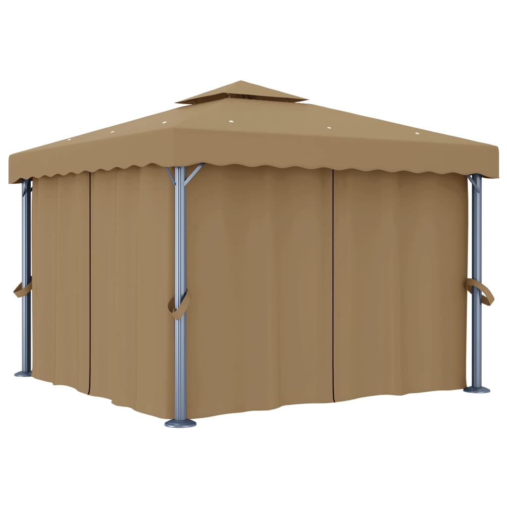 Paviljong Med Draperi 3X3 M Taupe Aluminium