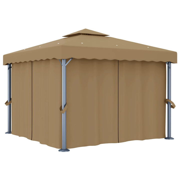 Paviljong Med Draperi 3X3 M Taupe Aluminium