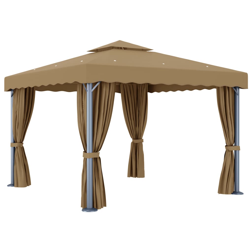 Paviljong Med Draperi 3X3 M Taupe Aluminium