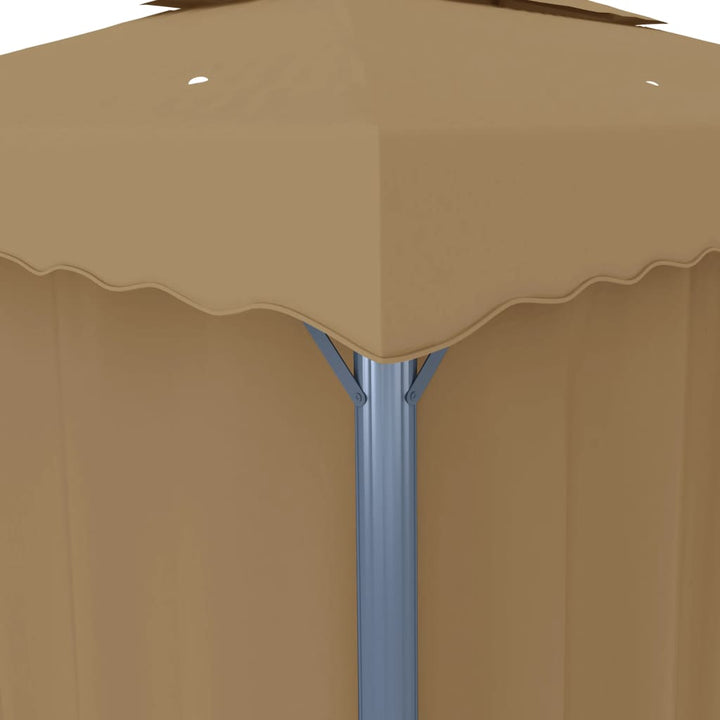 Paviljong Med Draperi 3X3 M Taupe Aluminium