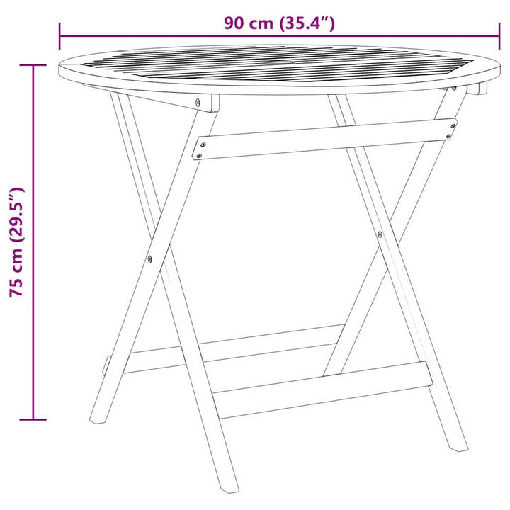 Hopfällbart Trädgårdsbord Ø90X75 Cm Massivt Eukalyptusträ