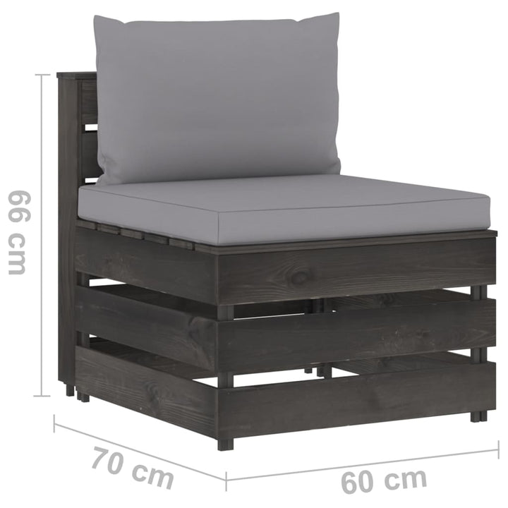 Mittensektion Med Dynor Till Pallsoffa Impregnerat Trä