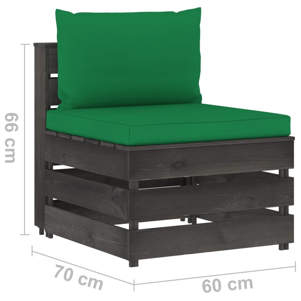 Mittensektion Med Dynor Till Pallsoffa Grå Tryckimpregnerat Trä