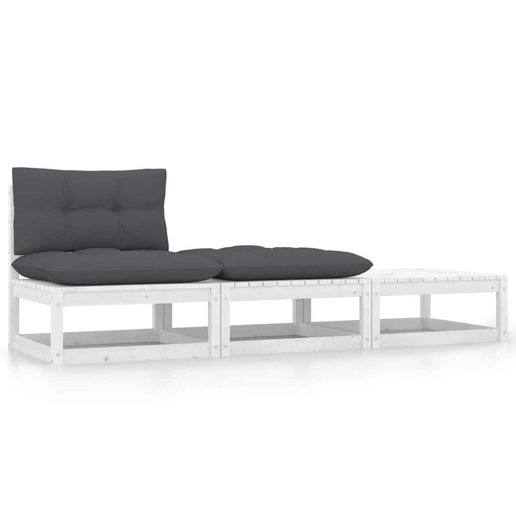 Loungegrupp Med Dynor 3 Delar Massiv Furu