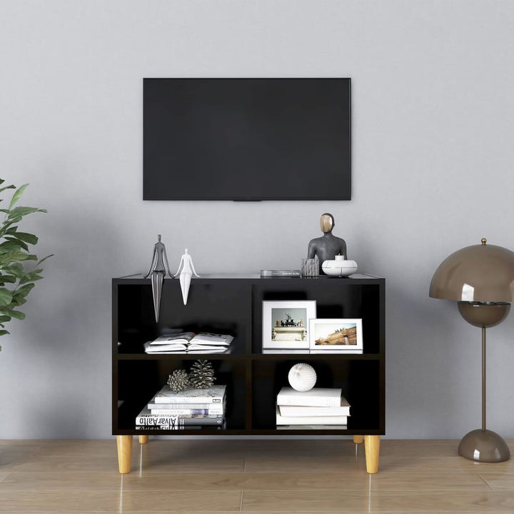Tv-Bänk Med Ben I Massivt Trä 69,5X30X50 Cm