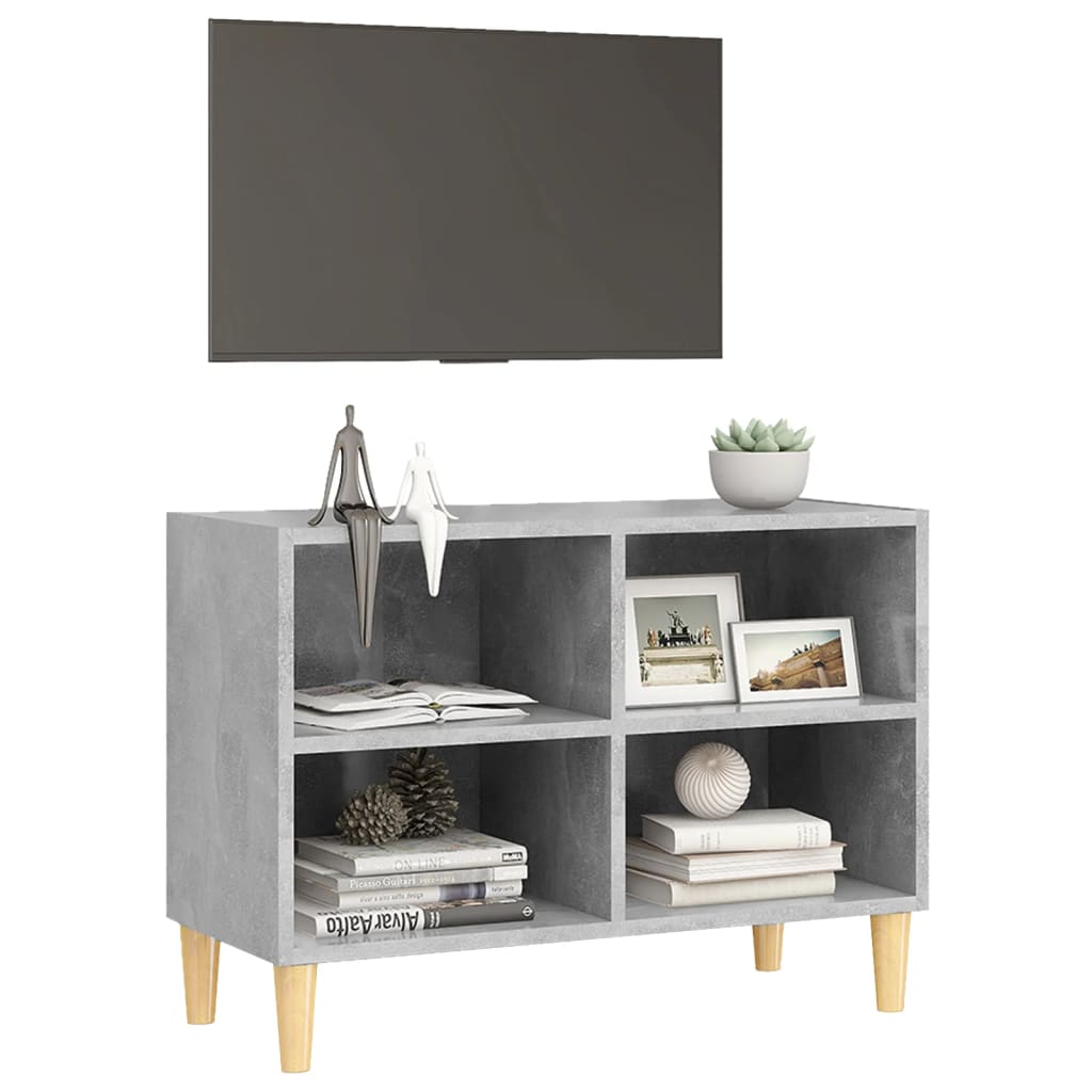 Tv-Bänk Med Massiva Ben Grå 69,5X30X50 Cm