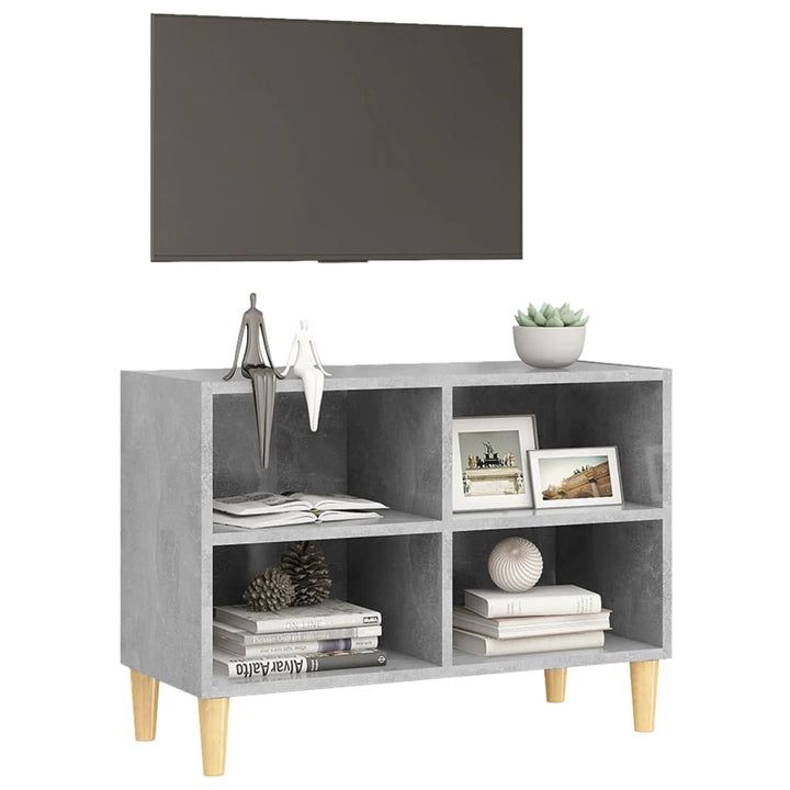 Tv-Bänk Med Massiva Ben Grå 69,5X30X50 Cm