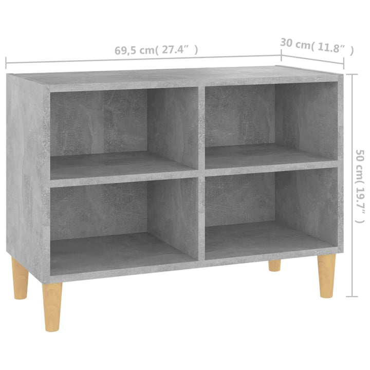 Tv-Bänk Med Massiva Ben Grå 69,5X30X50 Cm