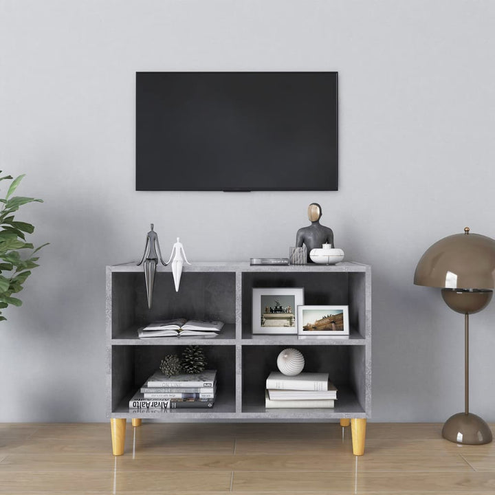 Tv-Bänk Med Massiva Ben Grå 69,5X30X50 Cm
