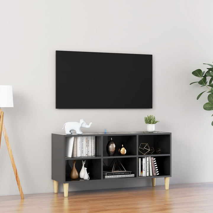 Tv-Bänk Med Ben I Massivt Trä 69,5X30X50 Cm