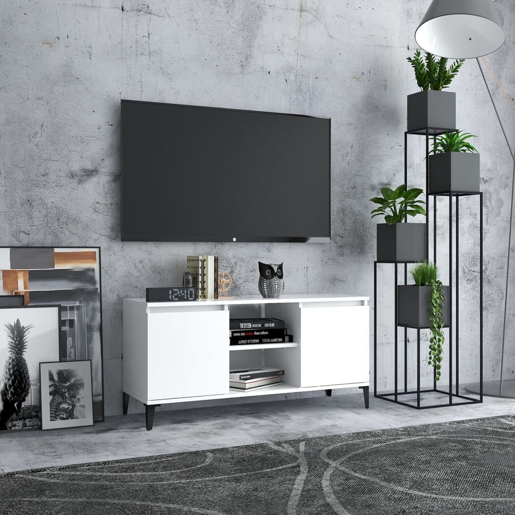 Tv-Bänk Med Metallben 103,5X35X50 Cm