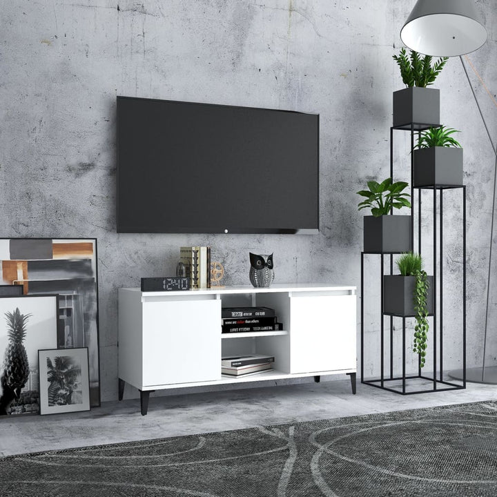 Tv-Bänk Med Metallben 103,5X35X50 Cm