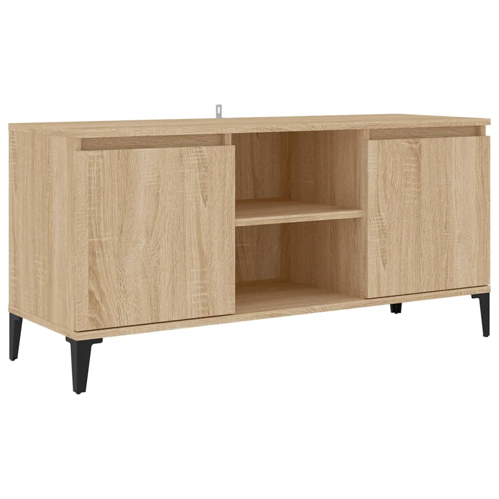 Tv-Bänk Med Metallben Sonoma-Ek 103,5X35X50 Cm