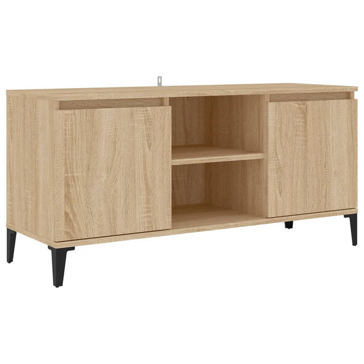Tv-Bänk Med Metallben Sonoma-Ek 103,5X35X50 Cm