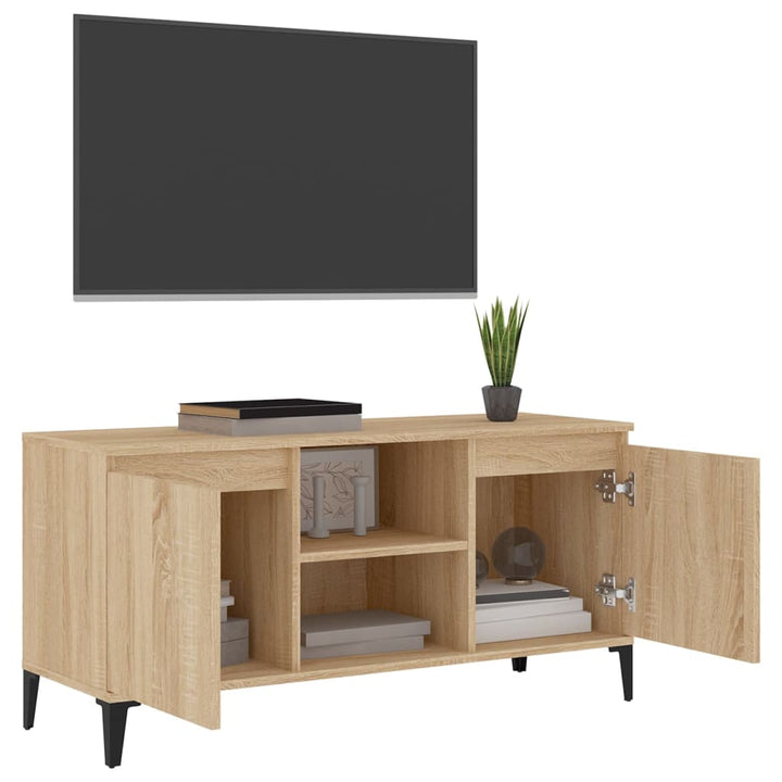 Tv-Bänk Med Metallben Sonoma-Ek 103,5X35X50 Cm