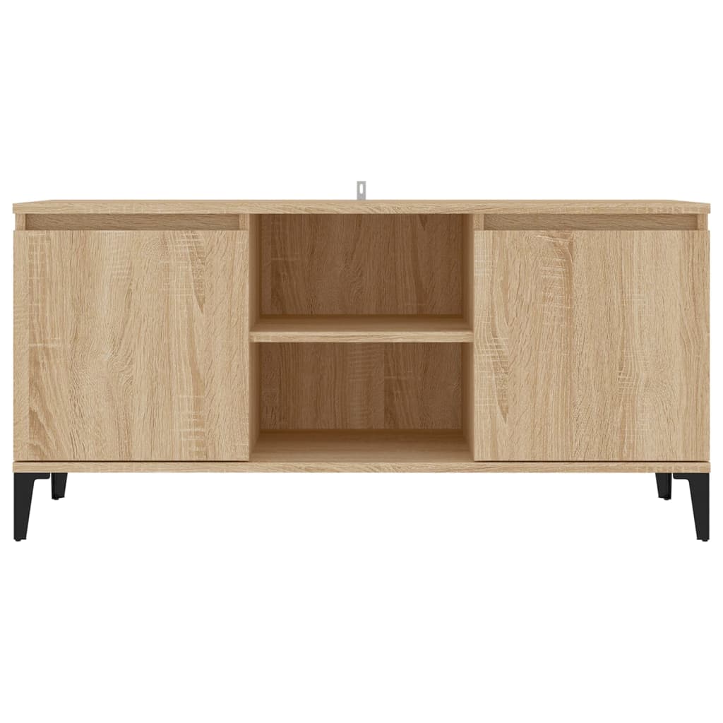 Tv-Bänk Med Metallben Sonoma-Ek 103,5X35X50 Cm