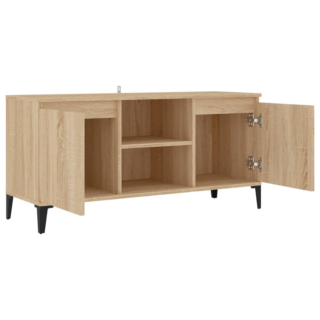 Tv-Bänk Med Metallben Sonoma-Ek 103,5X35X50 Cm