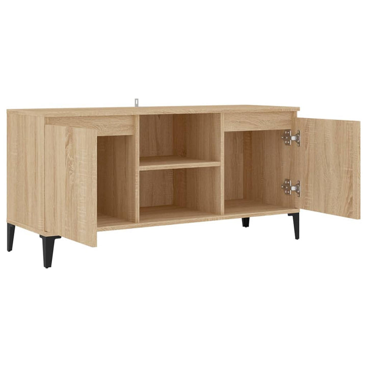 Tv-Bänk Med Metallben Sonoma-Ek 103,5X35X50 Cm